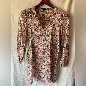 Banana Republic Women’s S Swing Shift Long-Sleeve Dress - Champagne Floral Print